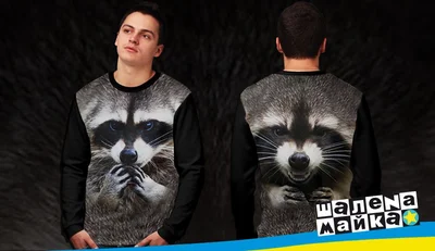 Свитшоты с полной запечаткой: енот фото мужская